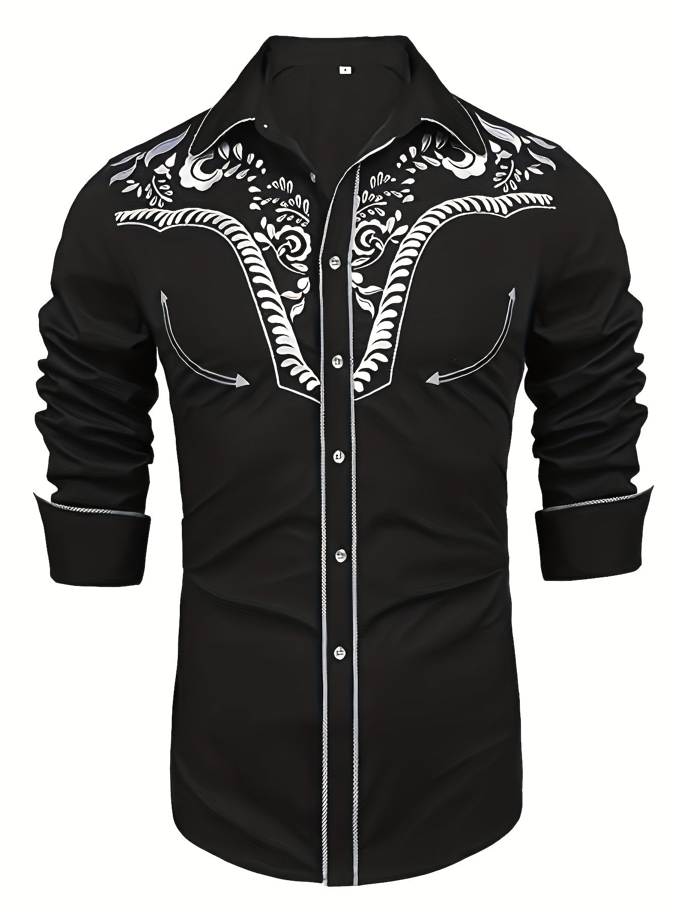 Western Cowboy Men's Long Sleeve Embroidered Shirt Spring Fall Vacation Resort