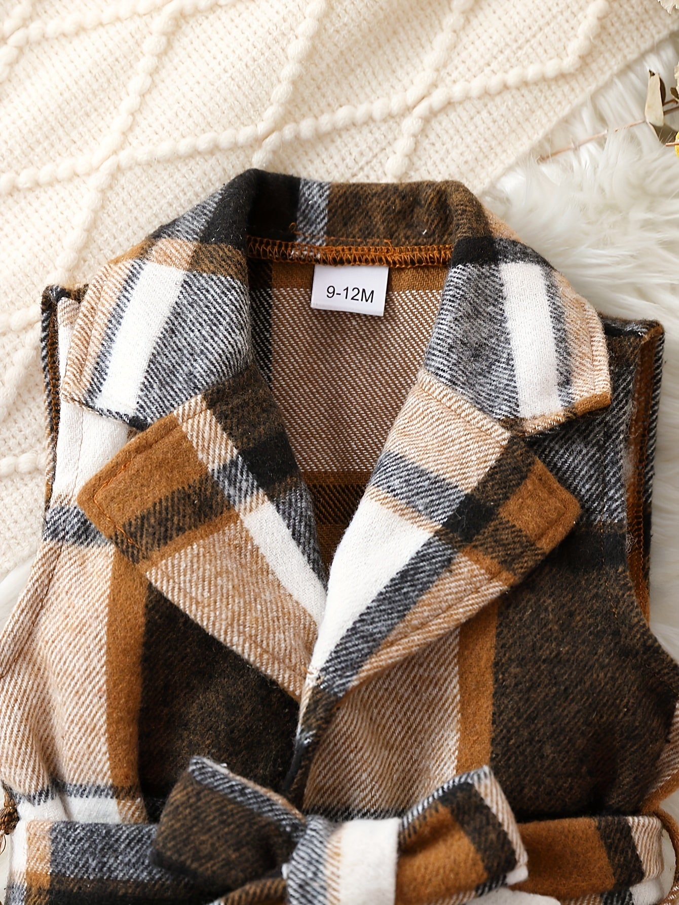 Toddler Baby Girls Knit Tops Plaid Flannel Dress Coat