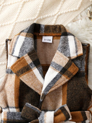 Toddler Baby Girls Knit Tops Plaid Flannel Dress Coat
