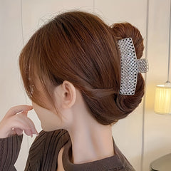 Zinc Alloy Silver Hair Clips 4 Inches Rhinestones Metal Hair Clips