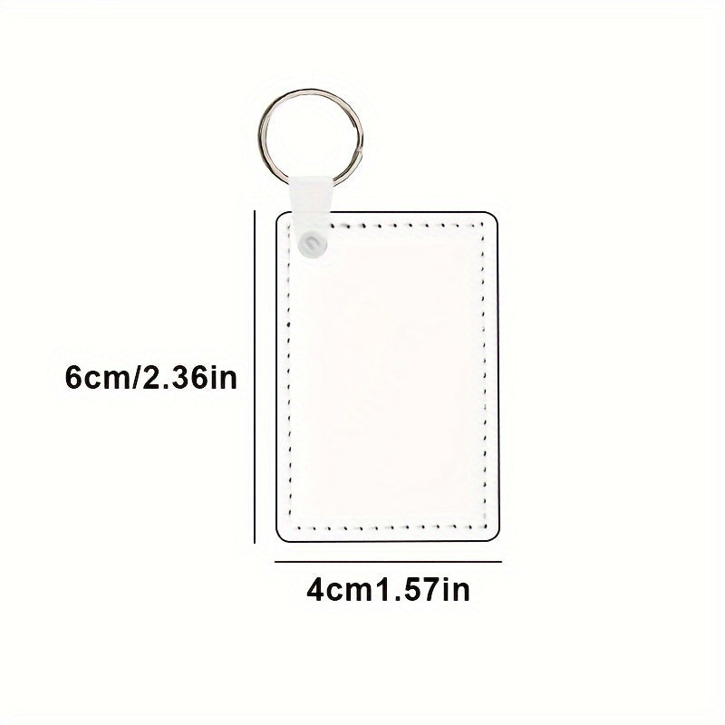 10pcs Double Sided Sublimation PU Key Chains Heat Transfer Blank Rectangle Keych