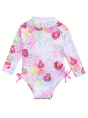 Baby Girls Floral Zipper One Piece Swimsuit