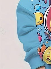 Rainbow Painting World Graphic Hoodie Girls Pullover 4-14y