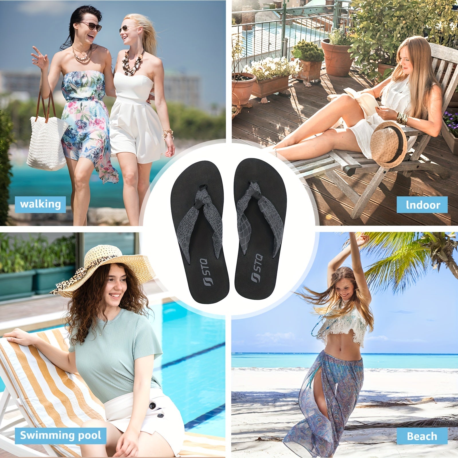 STQ Arch Support Flip Flops Comfortable Yoga Mat Sandals