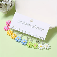 5pairs Girls Funny Flower Drop Earrings Teen Accessories