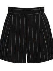 Striped Print High Waist Summer Shorts Women's Clothing
