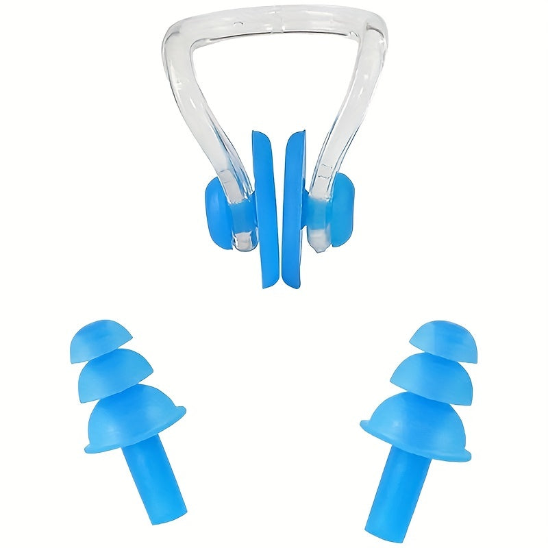 Waterproof Swimming Earplugs and Nose Clip Set for Kids and Adults