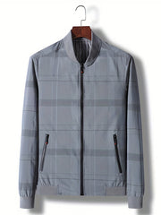 Plaid Windbreaker Jacket Men's Casual Zipper Coat
