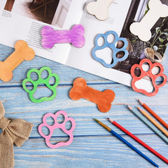 10pcs Wooden Dog Bone and Paw Cutouts for DIY Crafts and Pet Theme Party Decor