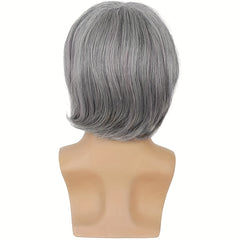 Men's Grey Hair Wig Long Straight Synthetic Fiber for Halloween Cosplay Party