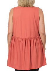Solid Peplum Tunic Tank Top