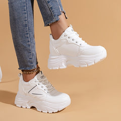 Waterproof Running Sports Shoes Thick Sole Lace up Sneakers Women's Footwear