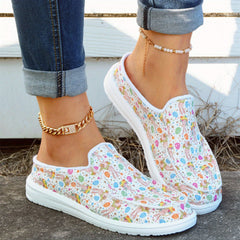 Women's Rabbit & Egg Pattern Mules Sneakers Slip-on Casual Slippers