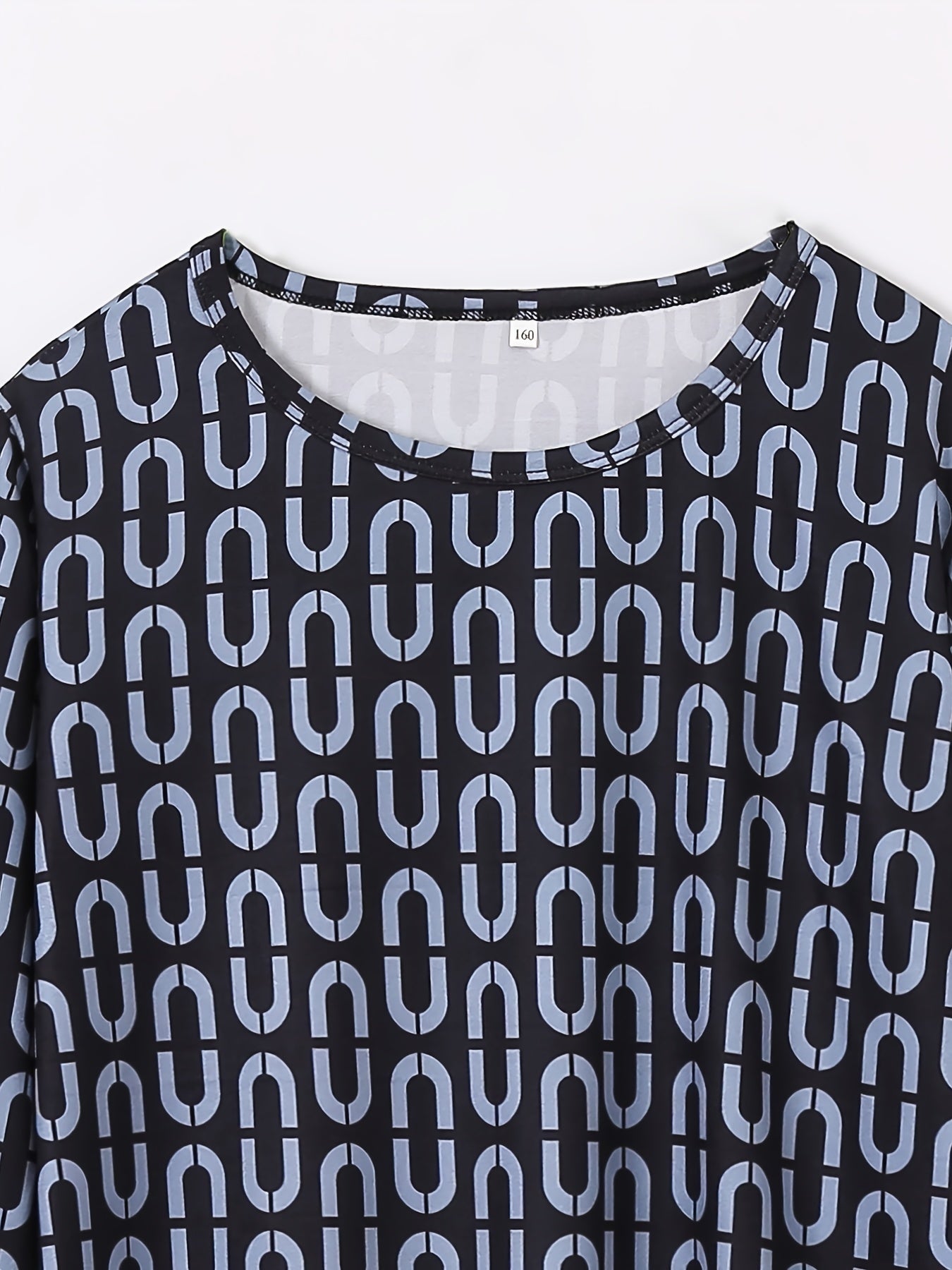 Boys Pajamas Set Geometry Print Top & Pants Kids Clothes