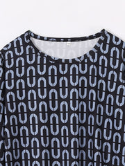 Boys Pajamas Set Geometry Print Top & Pants Kids Clothes