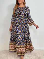 Boho Ditsy Floral Print Plus Size Maxi Dress