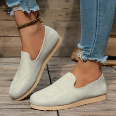 Women's Solid Loafers Casual Slip On Sneakers Comfortable Walking Shoes