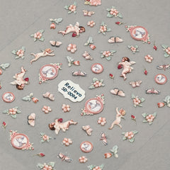 Retro 5D Relief Nail Sticker Flower Nail Art Sticker