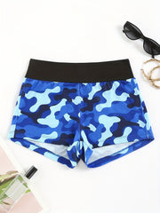 Colorblock Sports Lounge Shorts Elastic Waistband Womens Loungewear