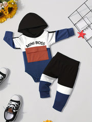 Baby Boy's Letter Print Hoodies and Pants Fall Winter Outfit Set