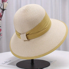 Ruched Hat Band Sun Hat Solid Bucket Hat Classic UV Protection Travel Beach Hats