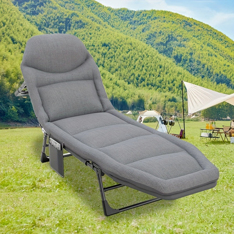 Outdoor Folding Bed With Side Pocket Office Nap Bed Single Person Nap Bed