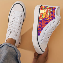 Dragon Pattern Skate Shoes High Top Girls Sneaker Lace Up