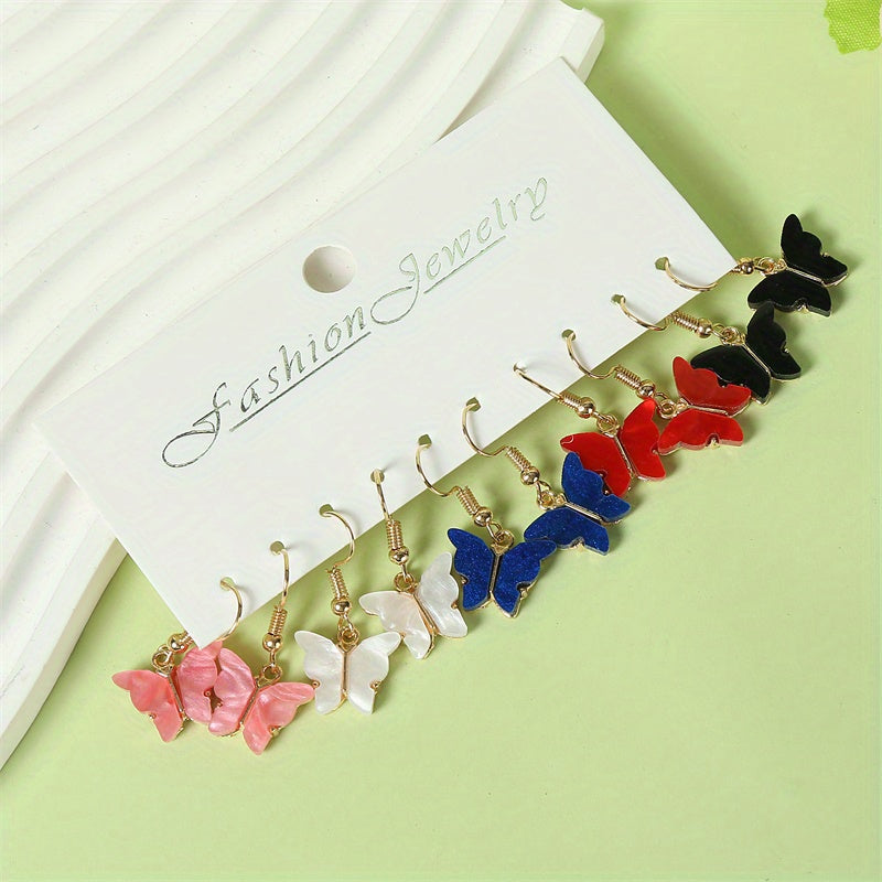 Colorful Butterfly Earrings Set for Girls - 5 Pairs