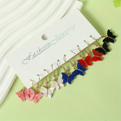 Colorful Butterfly Earrings Set for Girls - 5 Pairs