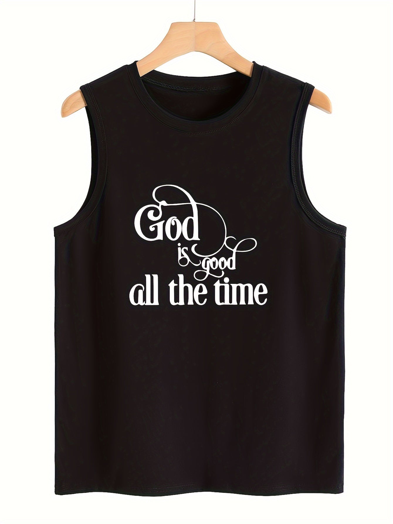 Letter Print Sleeveless Sports Vest Round Neck Casual Tops