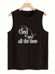 Letter Print Sleeveless Sports Vest Round Neck Casual Tops
