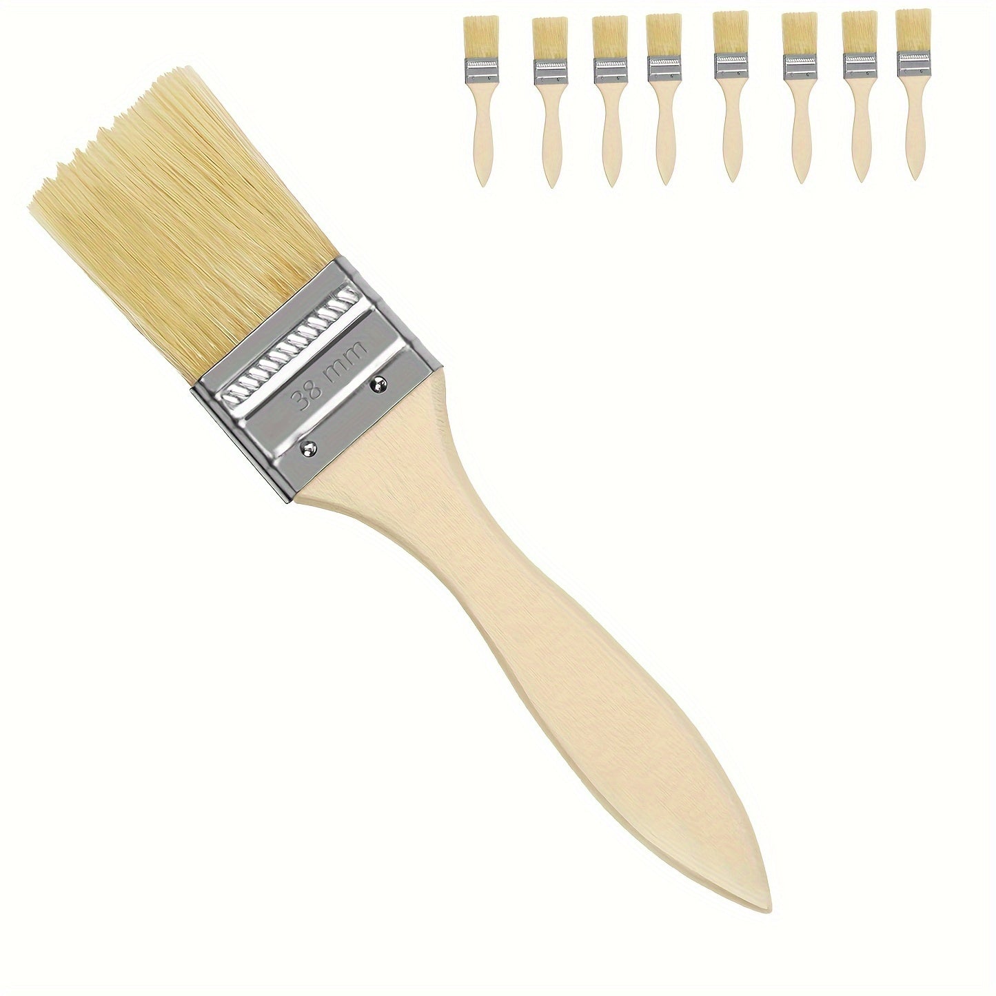 8pcs Wooden Handle Paint Brush BBQ Brush Industrial Brush