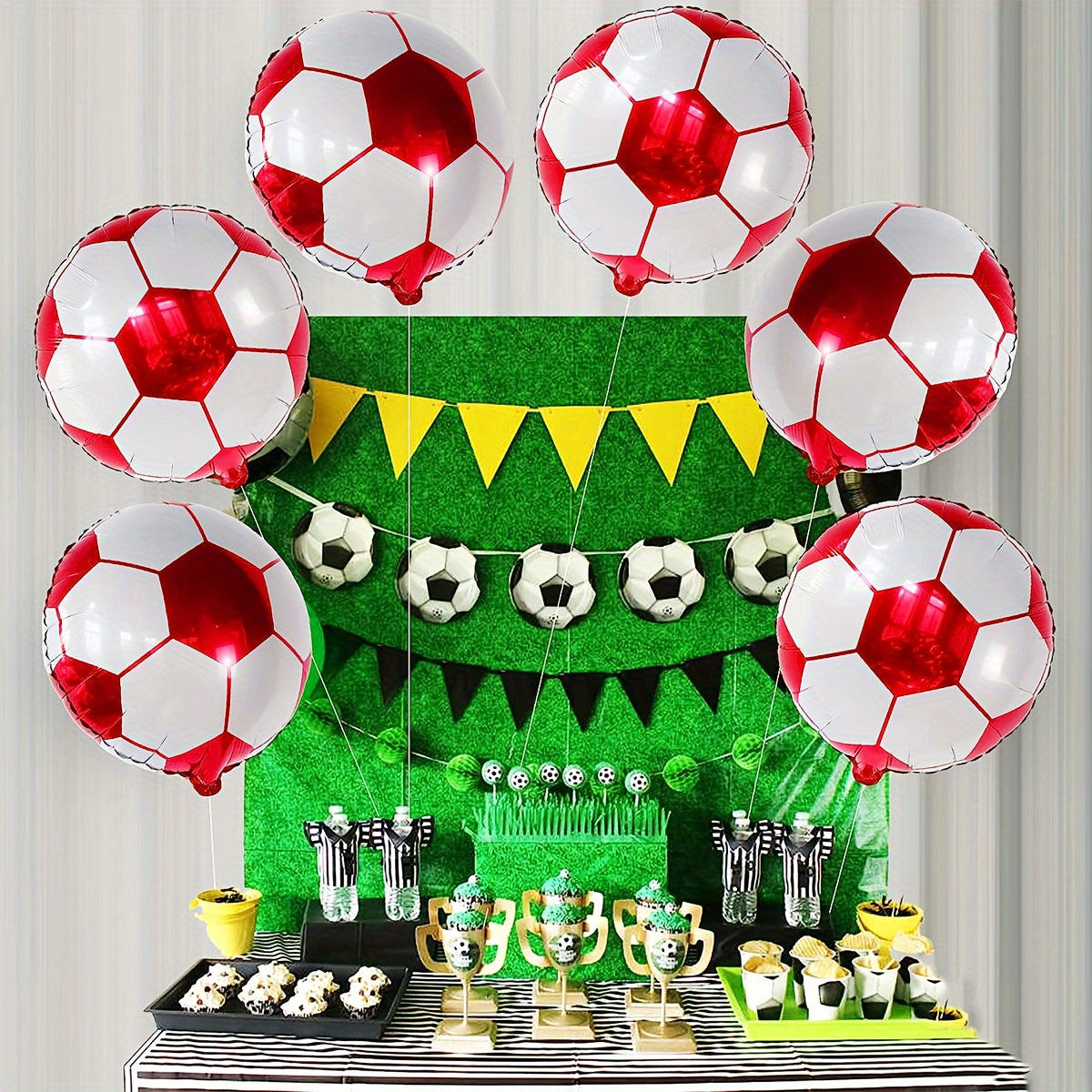 6pcs Football Theme Foil Balloons Birthday Party Sports Games Supplies