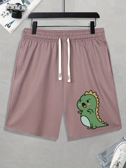 Men's Dino Print Quick Dry Shorts for Summer Outdoor Activities