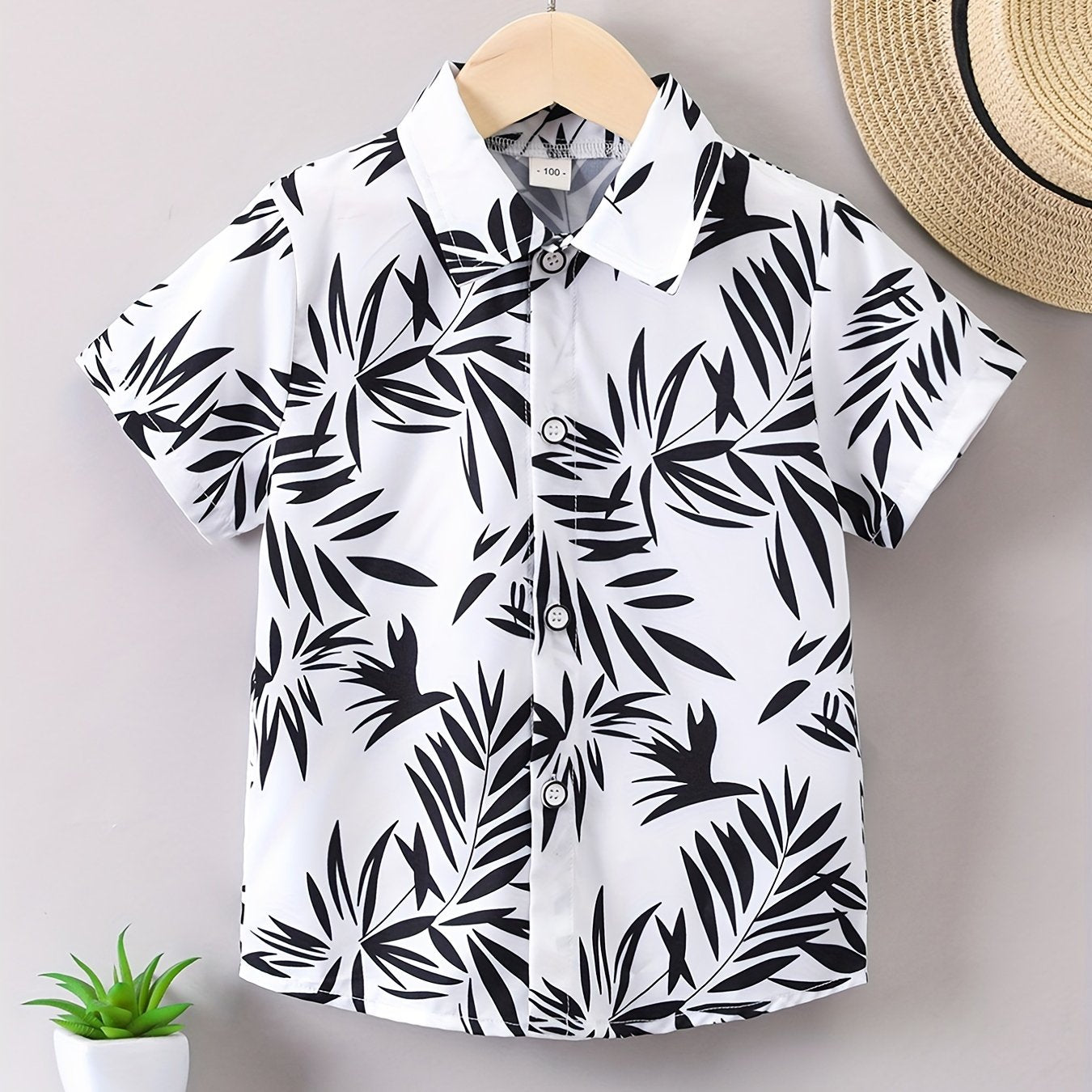 Boys Tropical Graphic Button Shirt