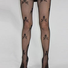 Women's Skull Pattern Fishnet Stockings Tights