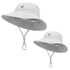 Kids Smile Face Patch Sun Hat Bucket Hat Adjustable Straps