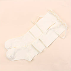 Bowknot Thigh High Socks Lace Stocking Warm Cotton Knee Socks
