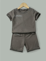 Boys Summer Letter Outfit Shorts & T-shirt Set