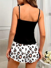 Eyelash Print Pajama Set Cami Top & Shorts Women's Sleepwear