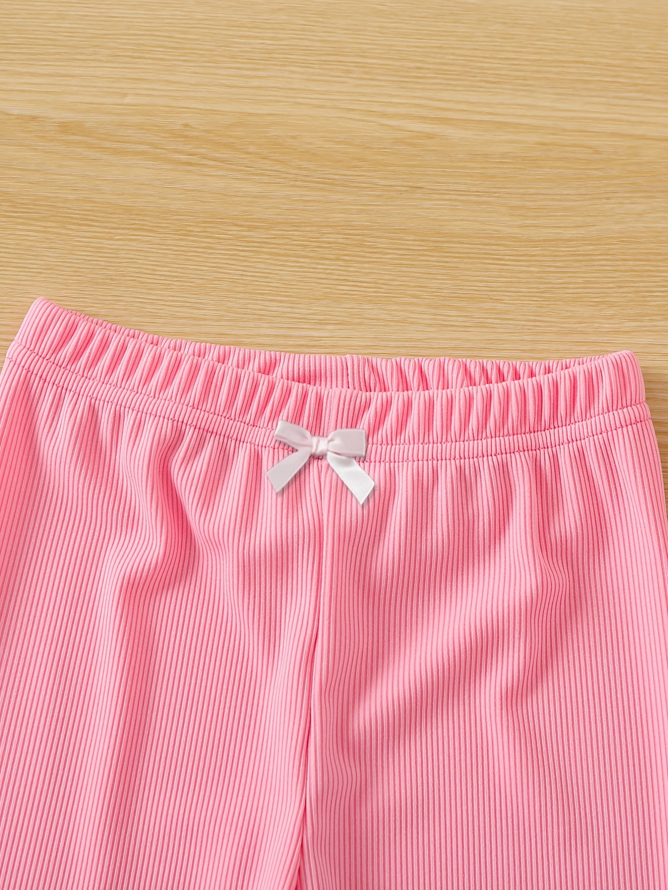 3pcs Girls Ribbed Leggings Set Kids Casual Tights Pants
