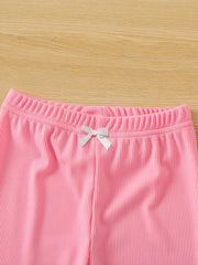 3pcs Girls Ribbed Leggings Set Kids Casual Tights Pants