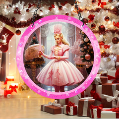 Pink Princess Christmas Suncatcher Hanging Decor