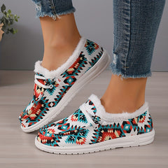 Geometric Pattern Snow Sneakers Warm Comfortable Non-slip Walking Shoes