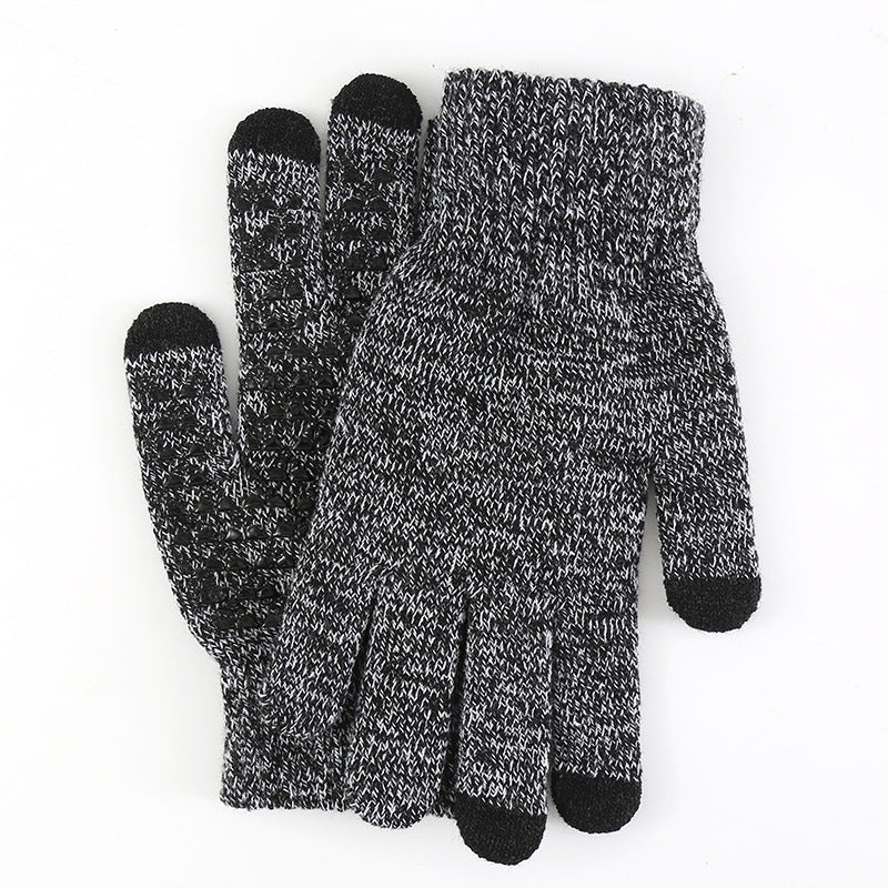 Men's Fleece Winter Touch Screen Gloves Thickened Warm Wool Knitted