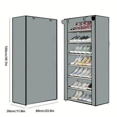 8 Tier Shoe Rack Organizer with Fabric Cover for Sneakers, Heels, Flats, Boots