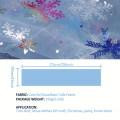 Christmas Snowflake Sheer Tulle Fabric Yard DIY Winter Wonderland Party