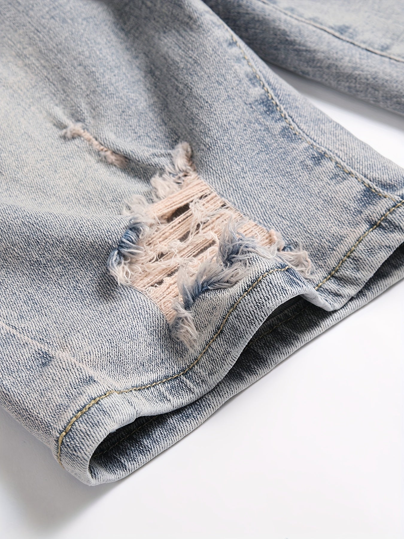 Men's Distressed Denim Shorts High Stretch