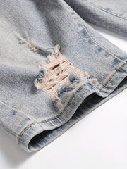 Men's Distressed Denim Shorts High Stretch