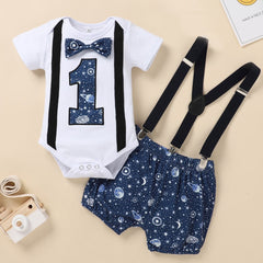 Star Print Overalls Set for 1st Birthday Party